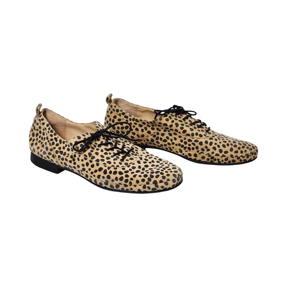 Corso Como‎ Womens Animal Print Calf Hair Oxford Shoes Tan Black Spotted Size 7M
